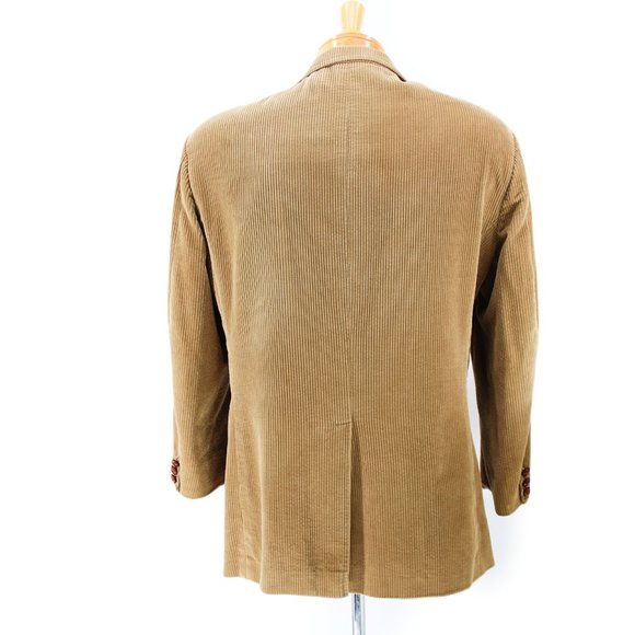 Brooks Brothers Tan Corduroy Blazer 48 Sport Coat Knot Buttons Notch Lapel Vtg - Picture 3 of 16